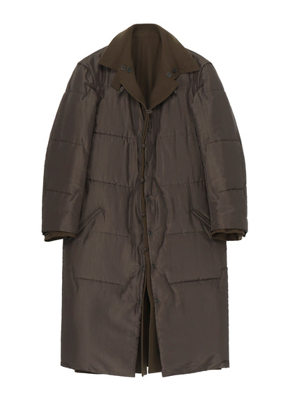 FLANNEL KHAKI BELTED LONG JACKET WITH LINER