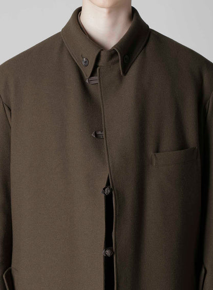 FLANNEL KHAKI BELTED LONG JACKET WITH LINER