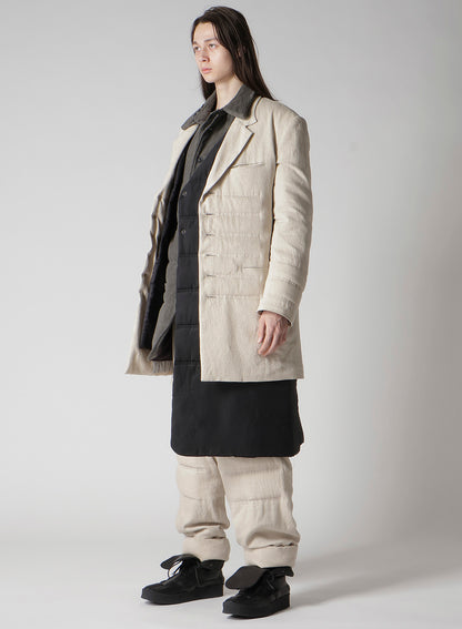 LINEN/COTTON DENIM 6 BUTTONS PADDED JACKET