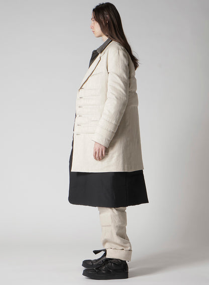 LINEN/COTTON DENIM 6 BUTTONS PADDED JACKET