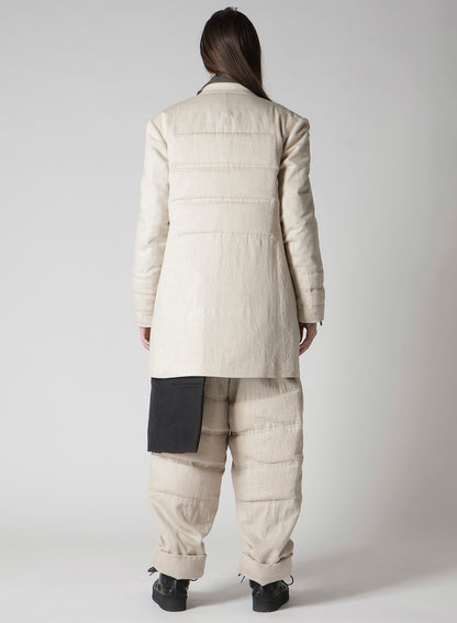 LINEN/COTTON DENIM 6 BUTTONS PADDED JACKET