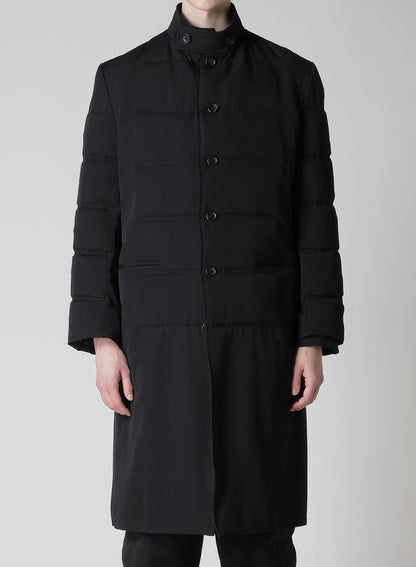 WOOL GABARDINE HORIZONTAL PADDED LONG JACKET