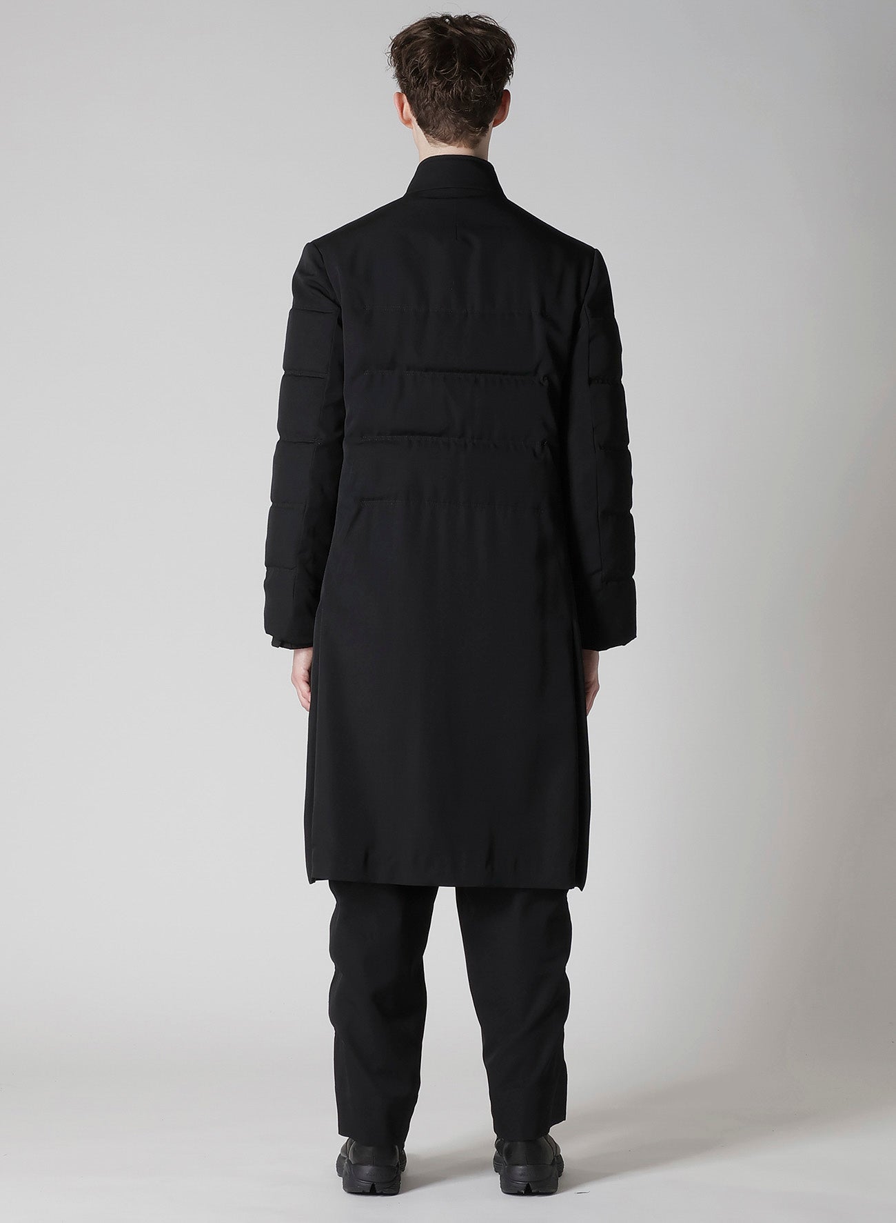WOOL GABARDINE HORIZONTAL PADDED LONG JACKET – THE SHOP YOHJI YAMAMOTO