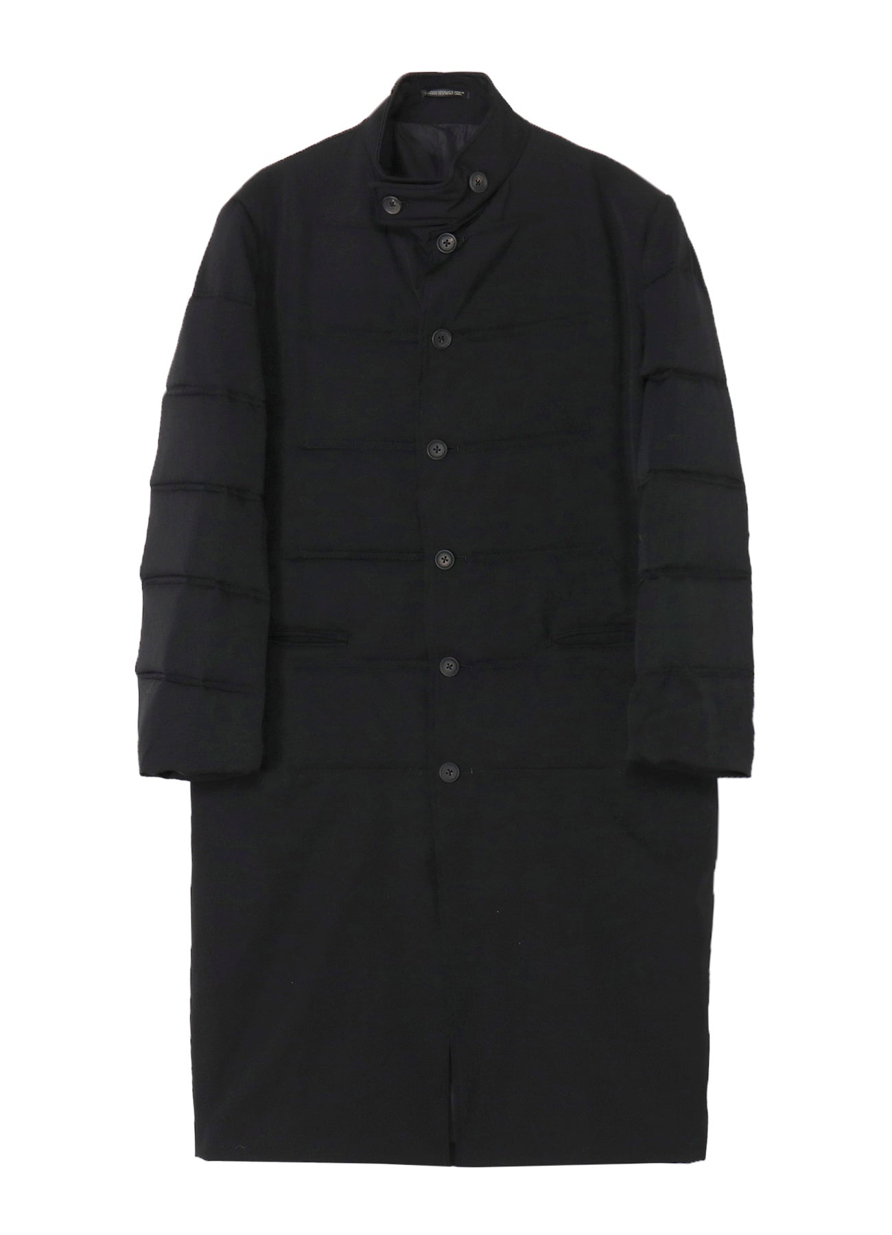 WOOL GABARDINE HORIZONTAL PADDED LONG JACKET – THE SHOP YOHJI YAMAMOTO
