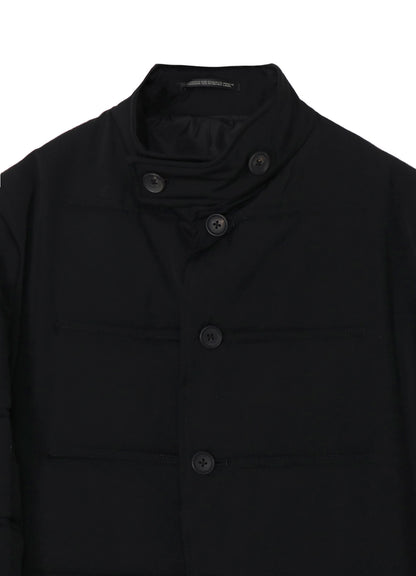 WOOL GABARDINE HORIZONTAL PADDED LONG JACKET