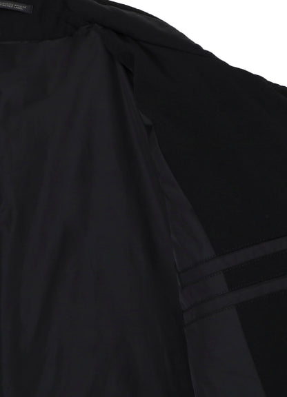 WOOL GABARDINE HORIZONTAL PADDED LONG JACKET
