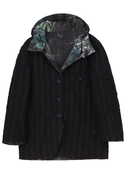 DIAGONAL PADDED PRINTED HOOD JACKET
