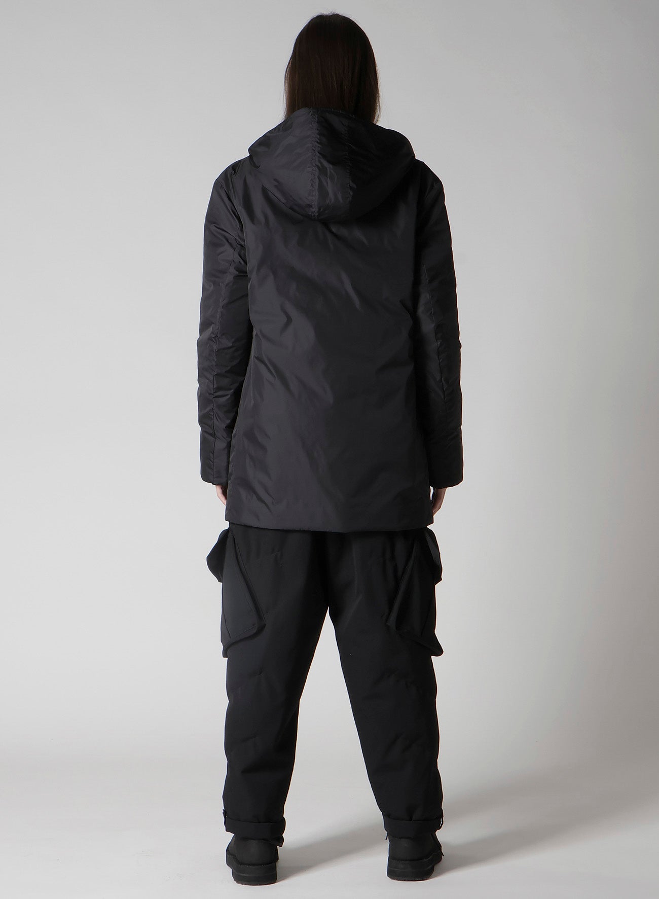 WOOL GABARDINE DIAGONAL PADDED HOODED JACKET – THE SHOP YOHJI YAMAMOTO