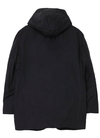 WOOL GABARDINE DIAGONAL PADDED HOODED JACKET