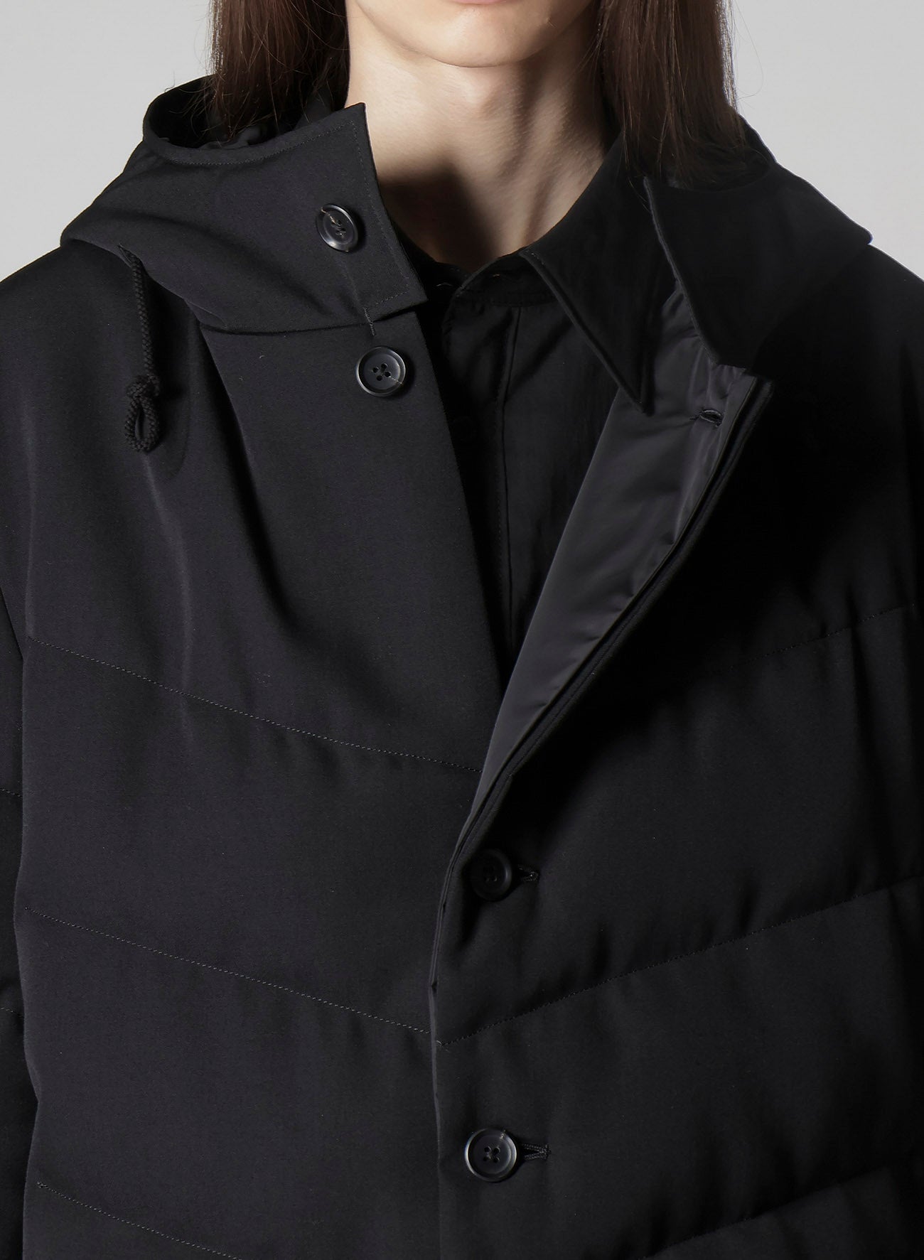 ジャケット・アウター Yohji Yamamoto 5B WOOL JACKET WOOL GABARDINE DIAGONAL PADDED HOODED JACKET – THE SHOP YOHJI YAMAMOTO