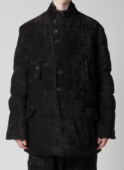 LINEN VELVET HORIZONTAL PADDED LONG JACKET