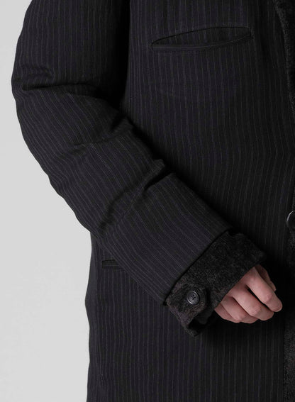 LINEN VELVET HORIZONTAL PADDED LONG JACKET