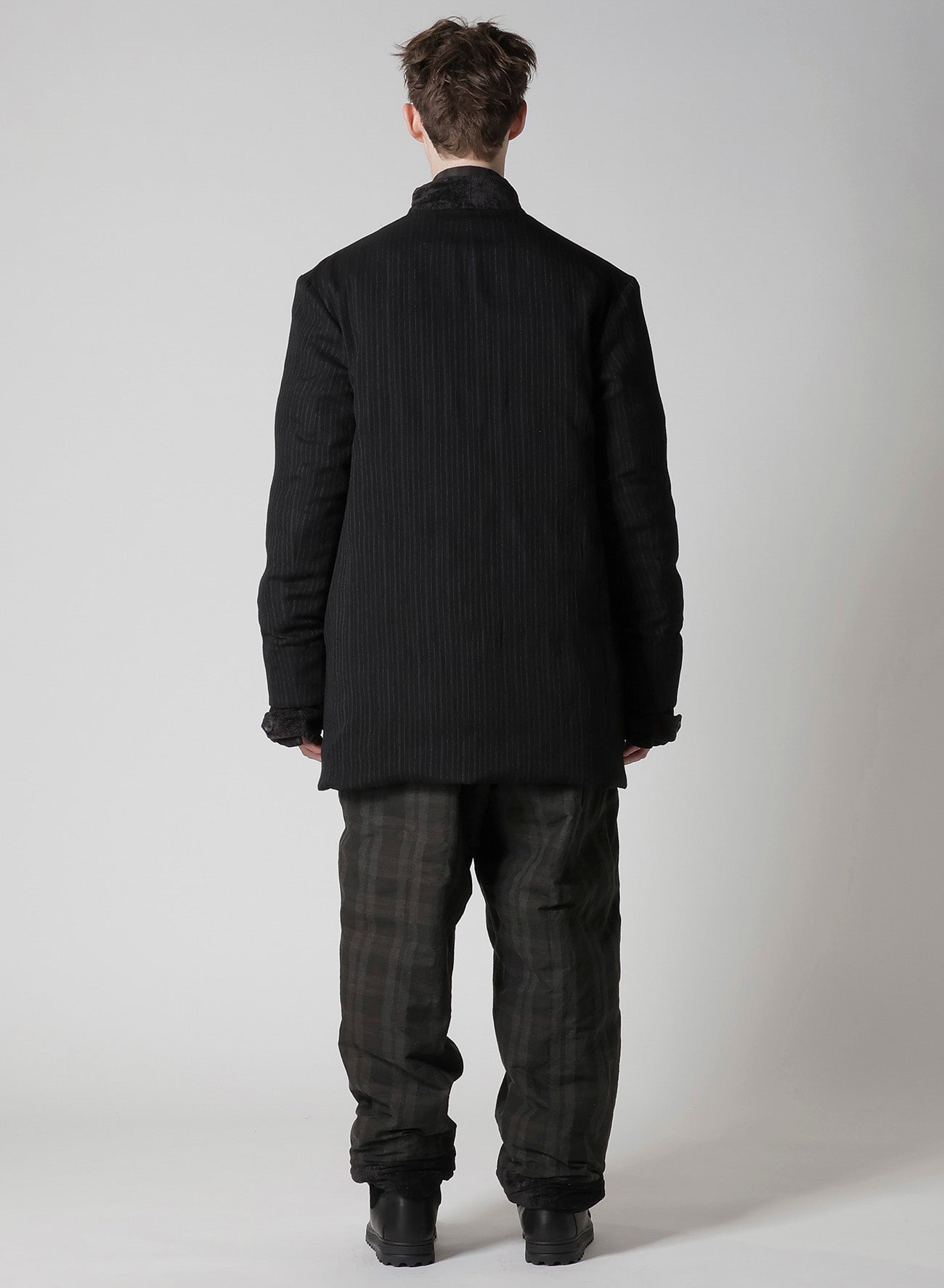 LINEN VELVET HORIZONTAL PADDED LONG JACKET – THE SHOP YOHJI YAMAMOTO