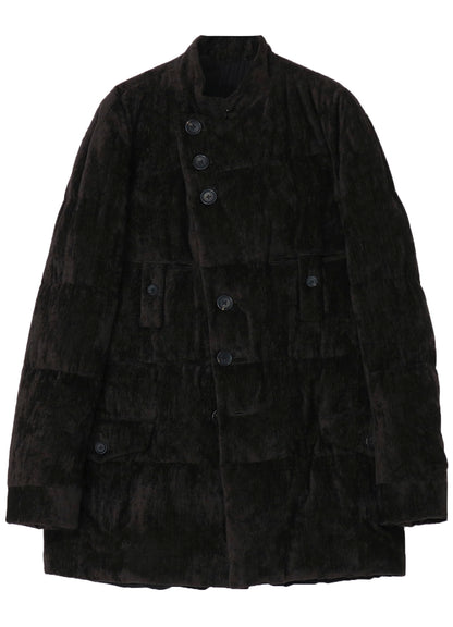 LINEN VELVET HORIZONTAL PADDED LONG JACKET