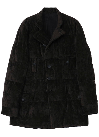 LINEN VELVET HORIZONTAL PADDED LONG JACKET