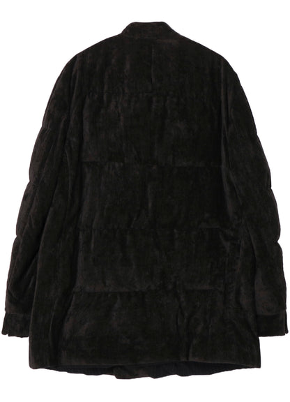 LINEN VELVET HORIZONTAL PADDED LONG JACKET