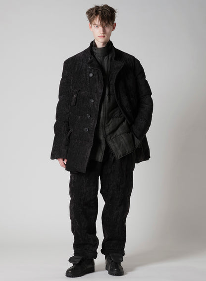 LINEN VELVET HORIZONTAL PADDED LONG JACKET