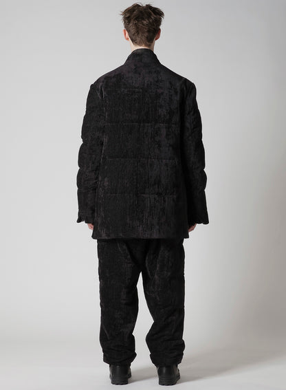 LINEN VELVET HORIZONTAL PADDED LONG JACKET