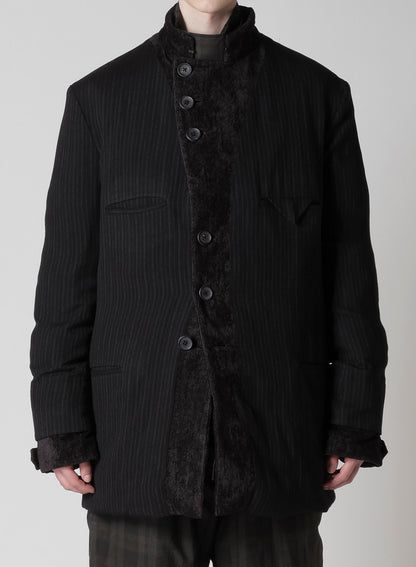 LINEN VELVET HORIZONTAL PADDED LONG JACKET