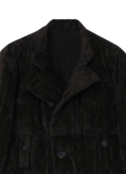 LINEN VELVET HORIZONTAL PADDED LONG JACKET