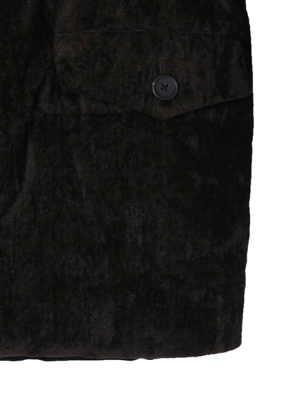 LINEN VELVET HORIZONTAL PADDED LONG JACKET