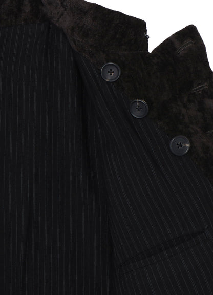 LINEN VELVET HORIZONTAL PADDED LONG JACKET