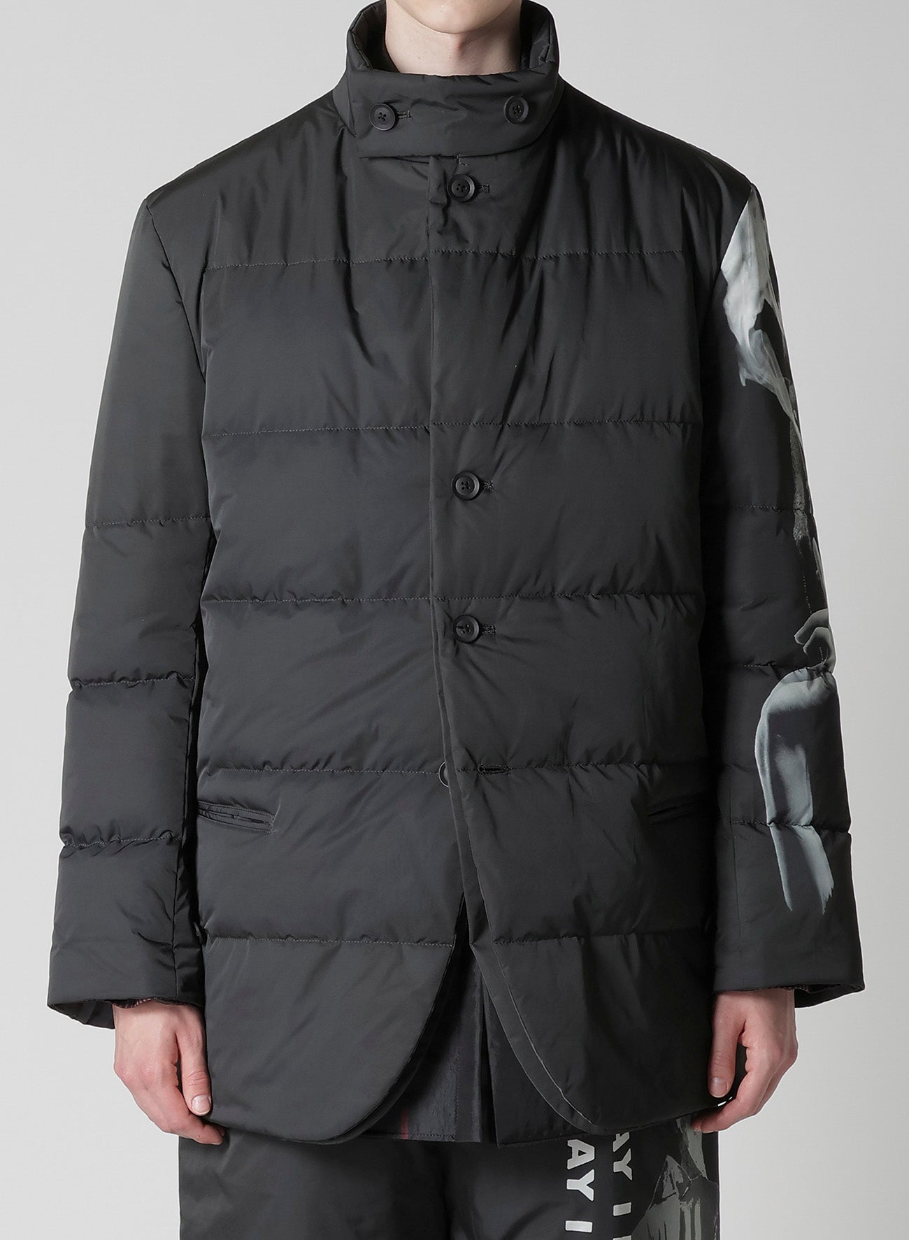 BACK PRINTED HORIZONTAL PADDED STAND JACKET – THE SHOP YOHJI YAMAMOTO