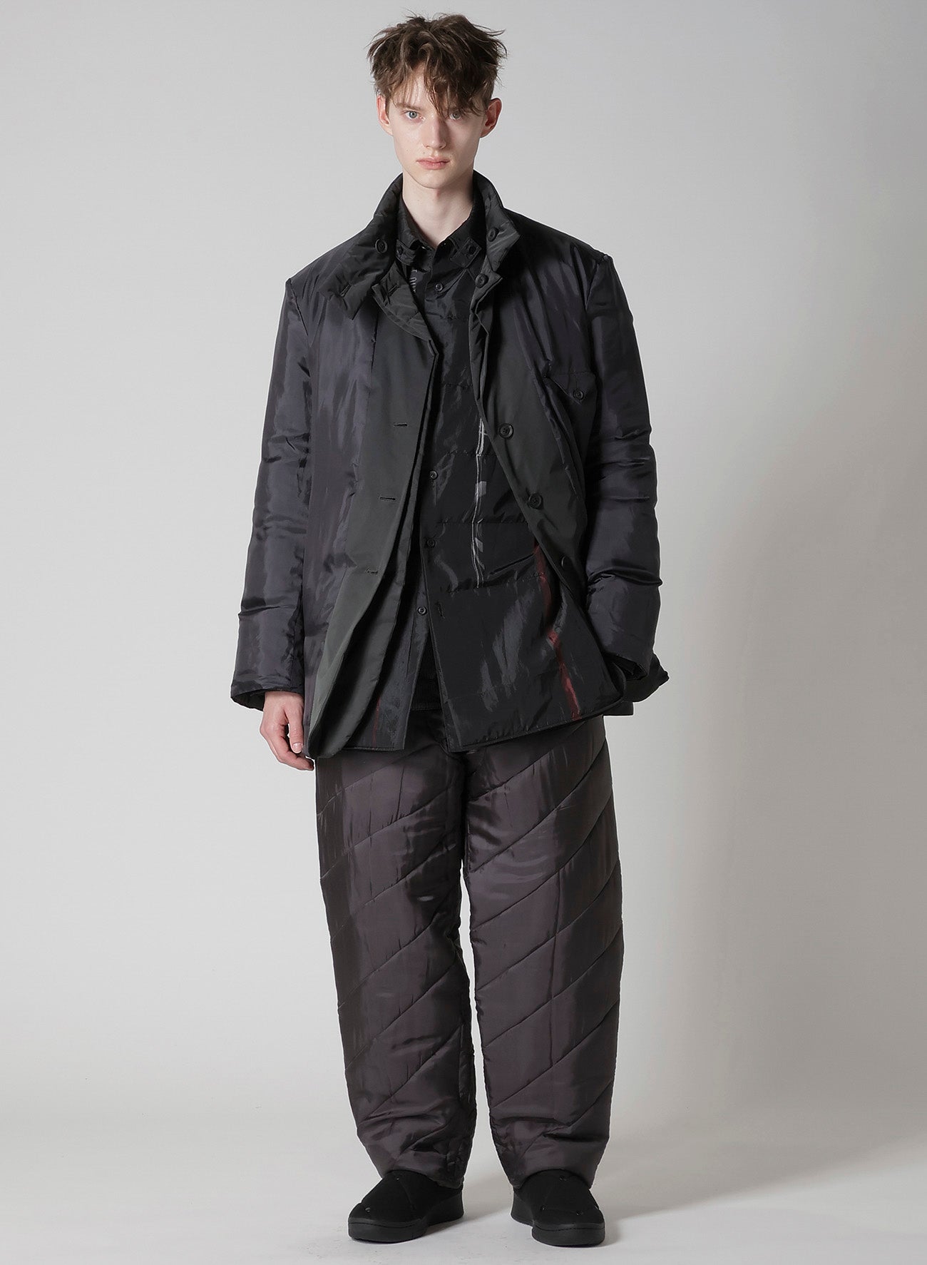 BACK PRINTED HORIZONTAL PADDED STAND JACKET – THE SHOP YOHJI YAMAMOTO