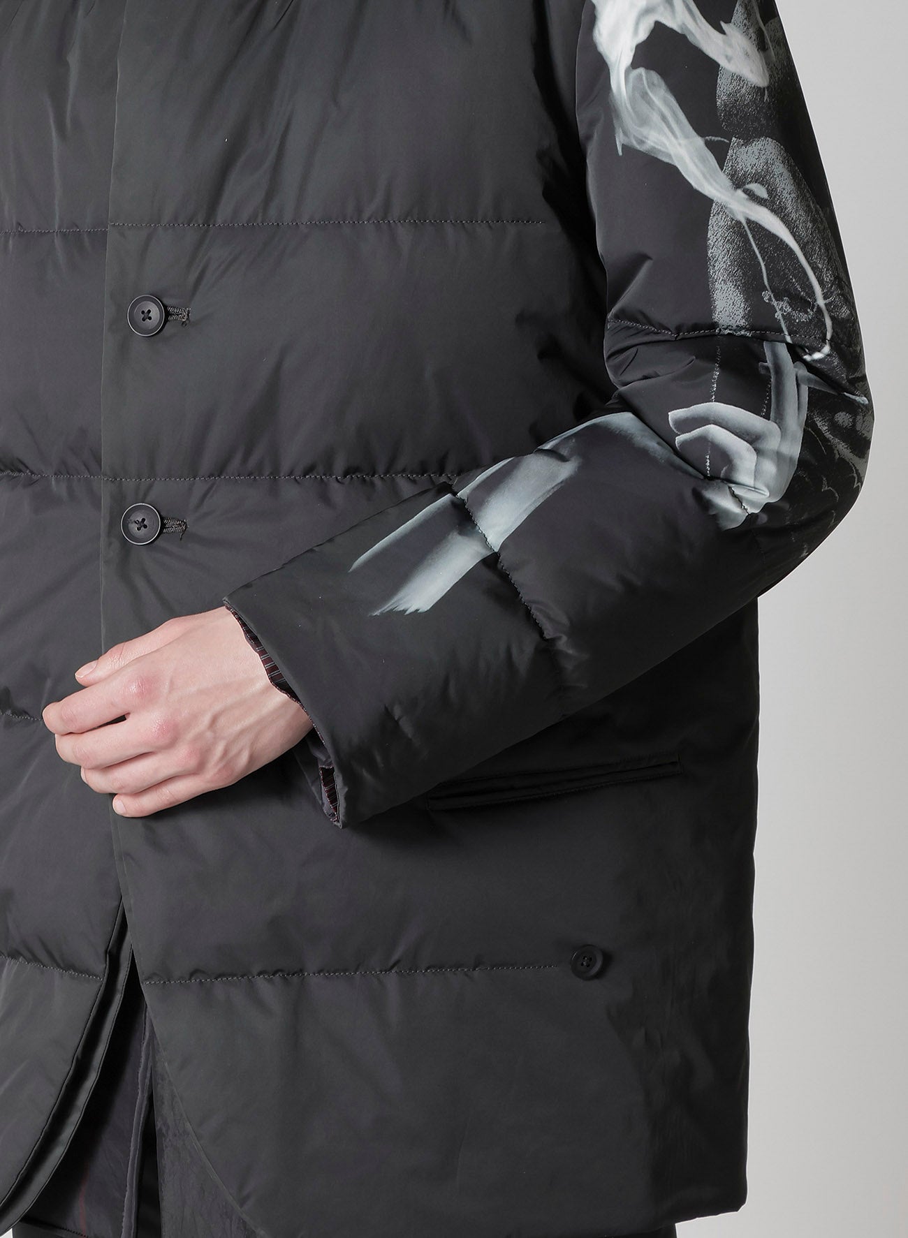BACK PRINTED HORIZONTAL PADDED STAND JACKET – THE SHOP YOHJI YAMAMOTO