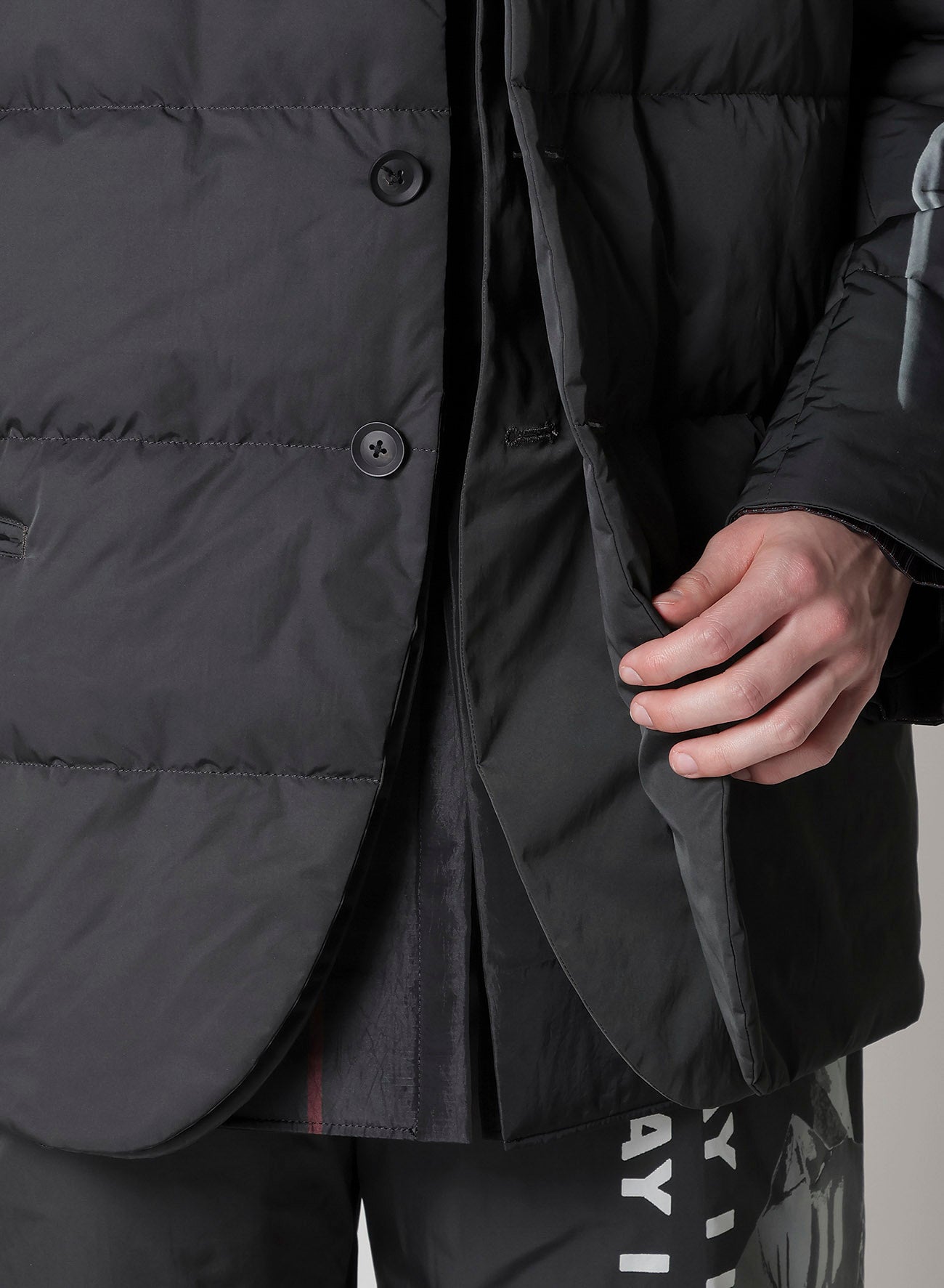 BACK PRINTED HORIZONTAL PADDED STAND JACKET – THE SHOP YOHJI YAMAMOTO