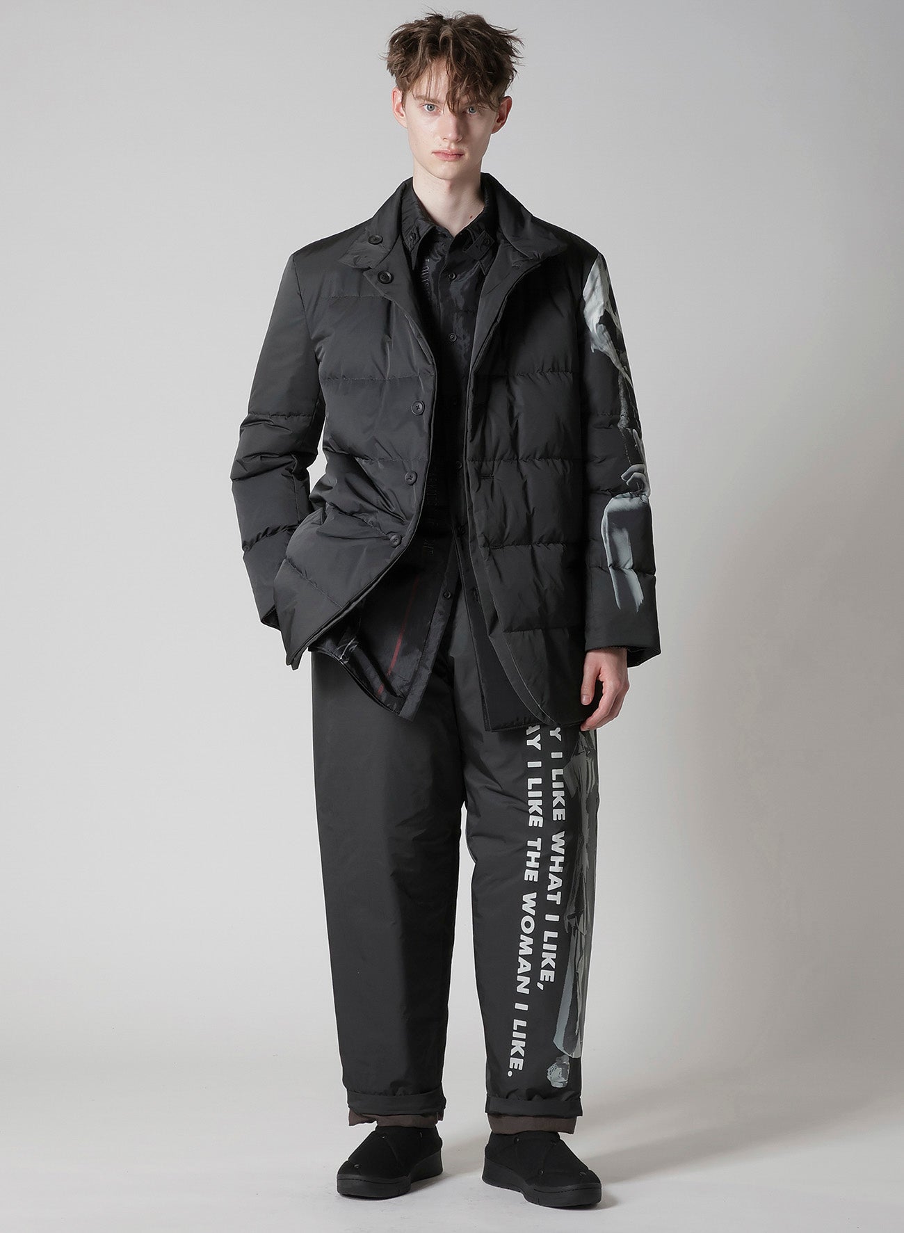 BACK PRINTED HORIZONTAL PADDED STAND JACKET – THE SHOP YOHJI YAMAMOTO