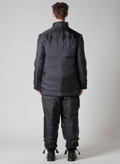 HORIZONTAL PADDED PLAID STAND JACKET