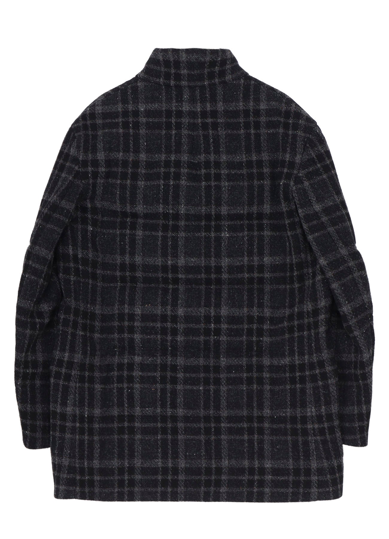 HORIZONTAL PADDED PLAID STAND JACKET