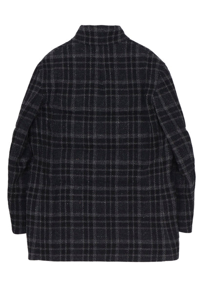 HORIZONTAL PADDED PLAID STAND JACKET