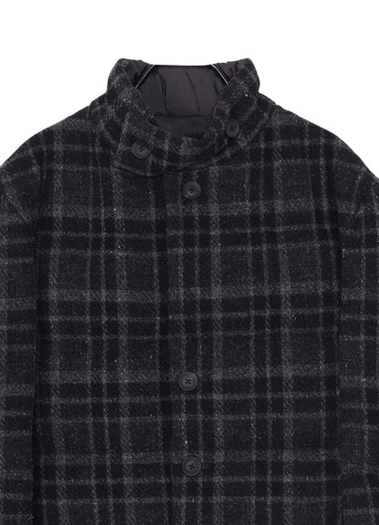 HORIZONTAL PADDED PLAID STAND JACKET