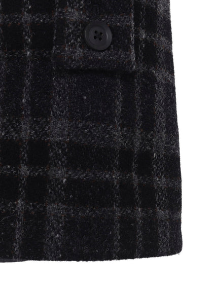 HORIZONTAL PADDED PLAID STAND JACKET