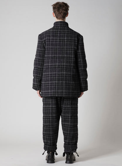 HORIZONTAL PADDED PLAID STAND JACKET