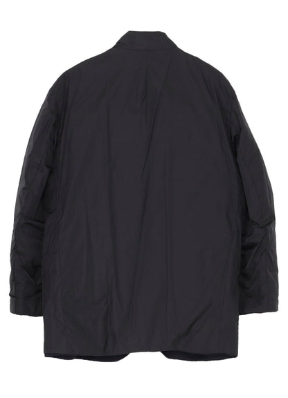 NAVY WOOL GABARDINE HORIZONTAL PADDED STAND JACKET