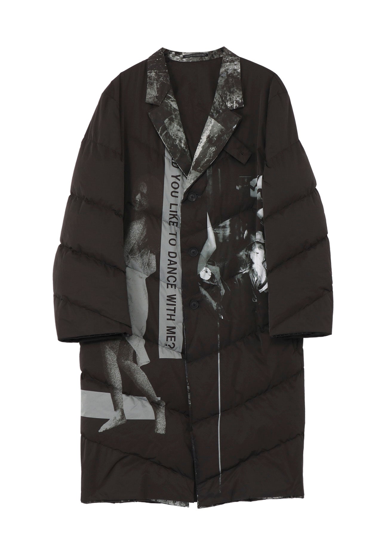 WOMAN PRINTED 3BUTTONS DIAGONAL PADDED LONG JACKET