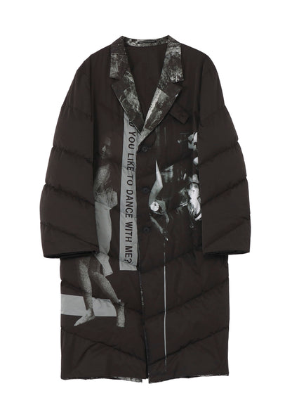 WOMAN PRINTED 3BUTTONS DIAGONAL PADDED LONG JACKET