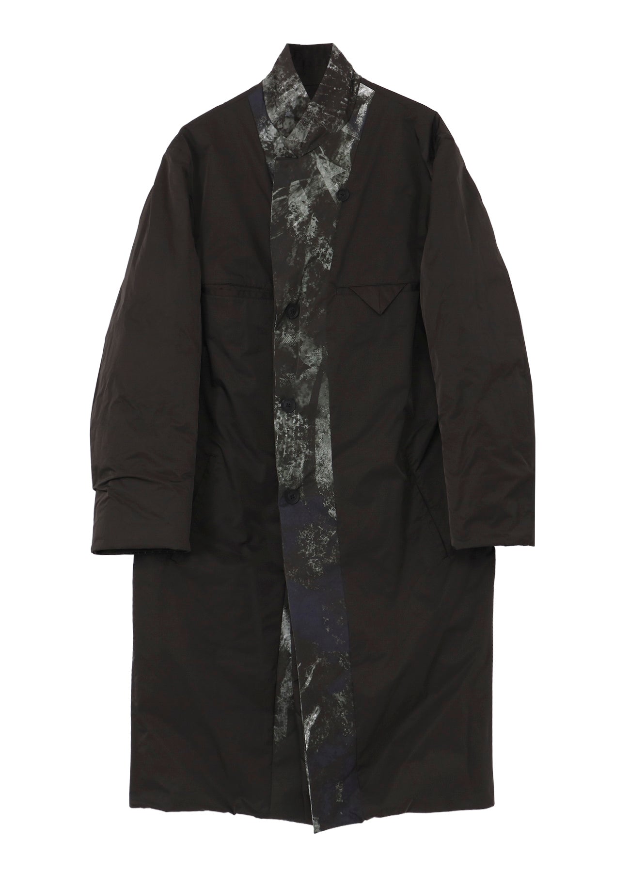 WOMAN PRINTED 3BUTTONS DIAGONAL PADDED LONG JACKET