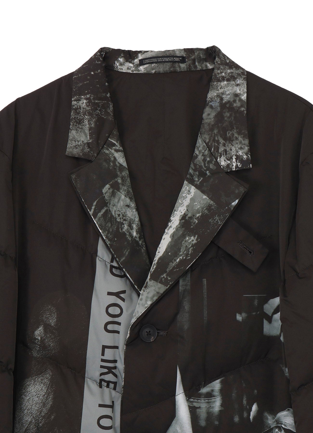 WOMAN PRINTED 3BUTTONS DIAGONAL PADDED LONG JACKET