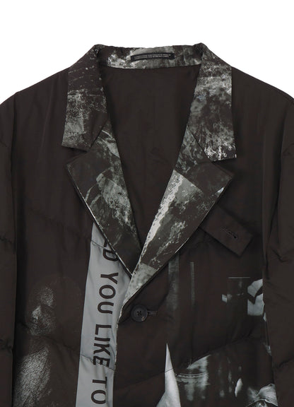 WOMAN PRINTED 3BUTTONS DIAGONAL PADDED LONG JACKET