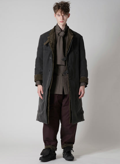 LINEN VELVET 3 BUTTONS DIAGONAL PADDED LONG JACKET