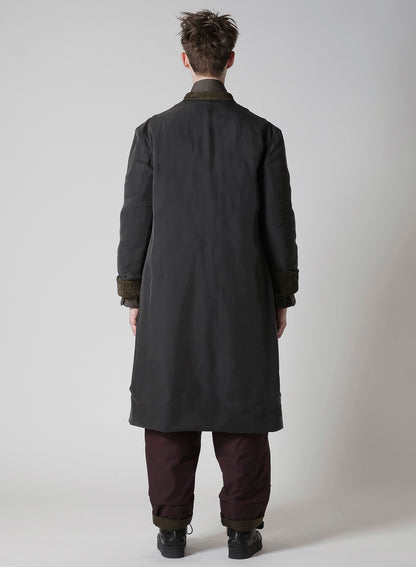 LINEN VELVET 3 BUTTONS DIAGONAL PADDED LONG JACKET