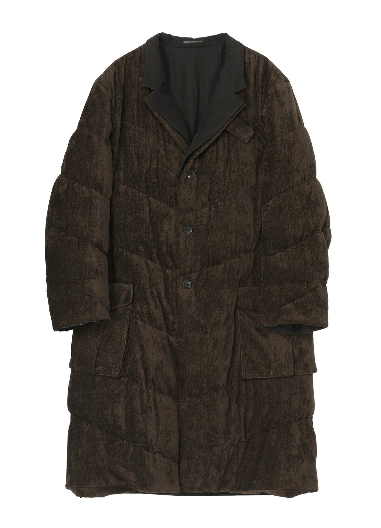 LINEN VELVET 3 BUTTONS DIAGONAL PADDED LONG JACKET