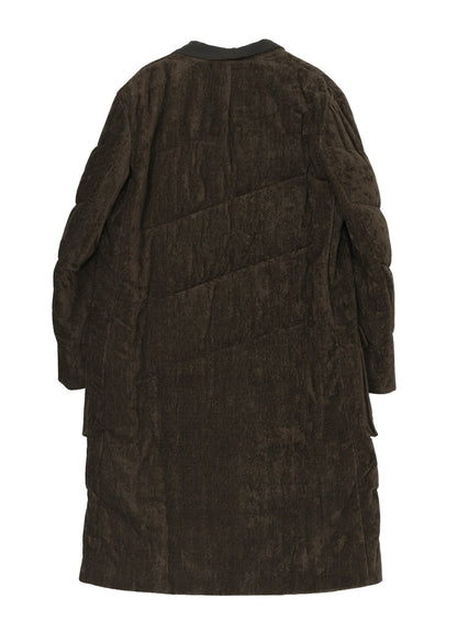 LINEN VELVET 3 BUTTONS DIAGONAL PADDED LONG JACKET