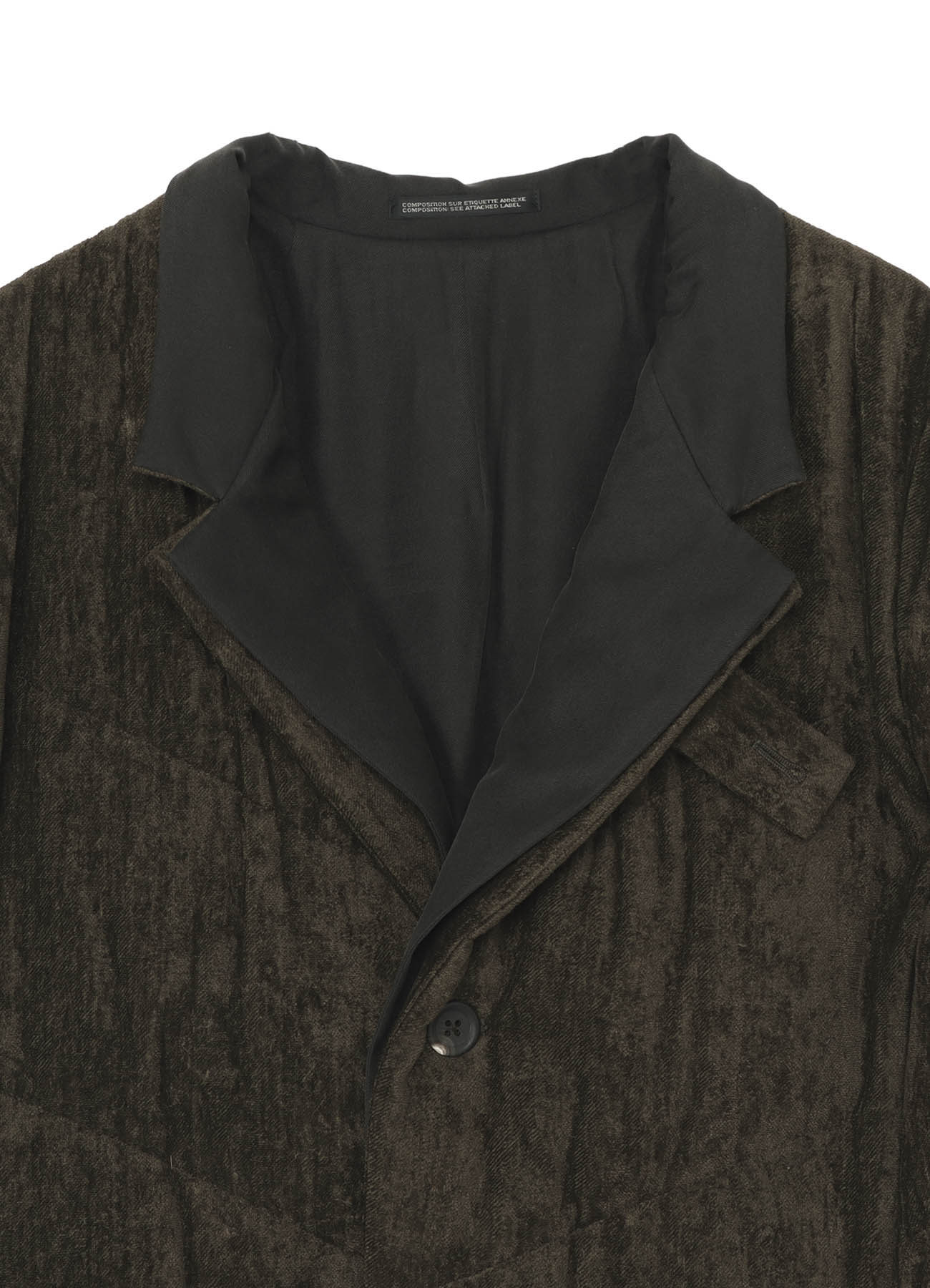 LINEN VELVET 3 BUTTONS DIAGONAL PADDED LONG JACKET