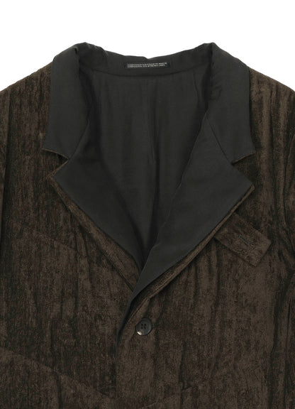 LINEN VELVET 3 BUTTONS DIAGONAL PADDED LONG JACKET