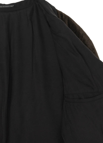 LINEN VELVET 3 BUTTONS DIAGONAL PADDED LONG JACKET